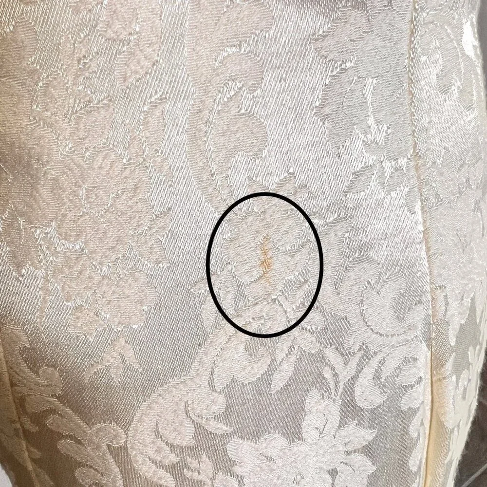 Vintage 1980s Roberta Ivory Brocade Courthouse Wedding Dress Gold Appliqué XS - Picture 11 of 11
